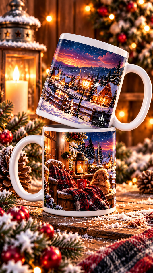 Pueblo navideño nostálgico - Taza de 20 oz